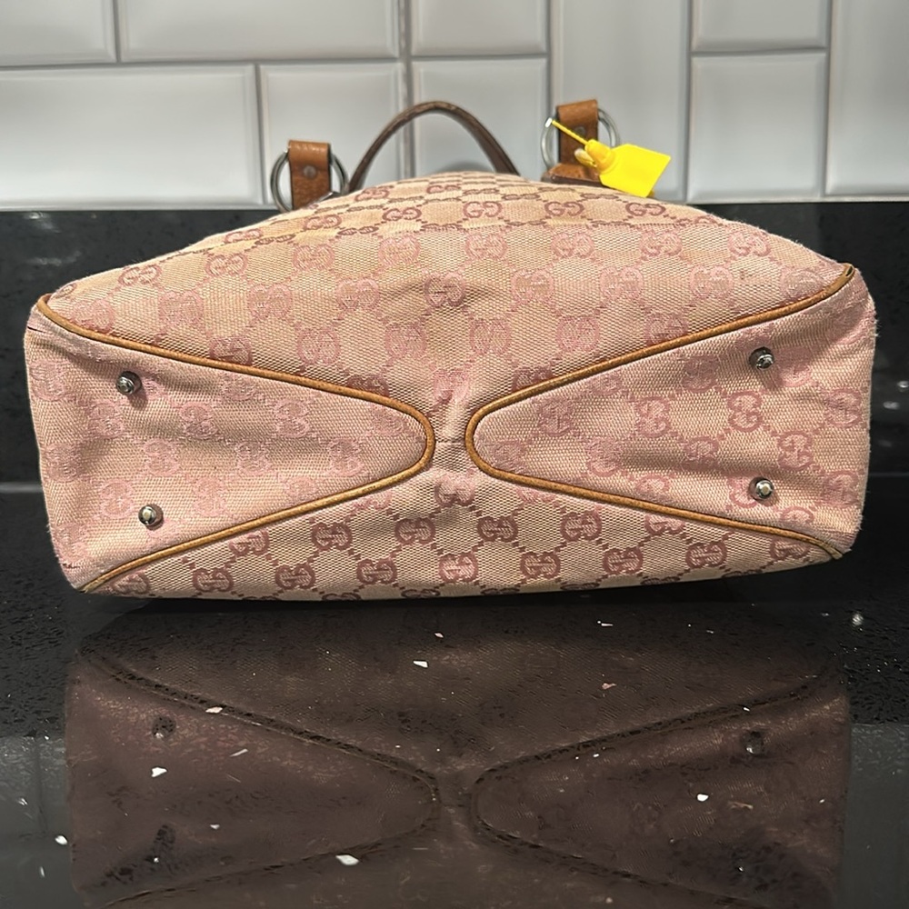 Authentic Women’s Pink Gucci double G Monogram Purse Small Tote - Picture 5 of 14